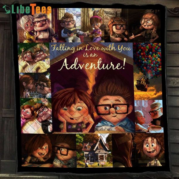 Falling In Love With You – Up Movie Disney Quilt Blanket, Gifts For Disney Lovers