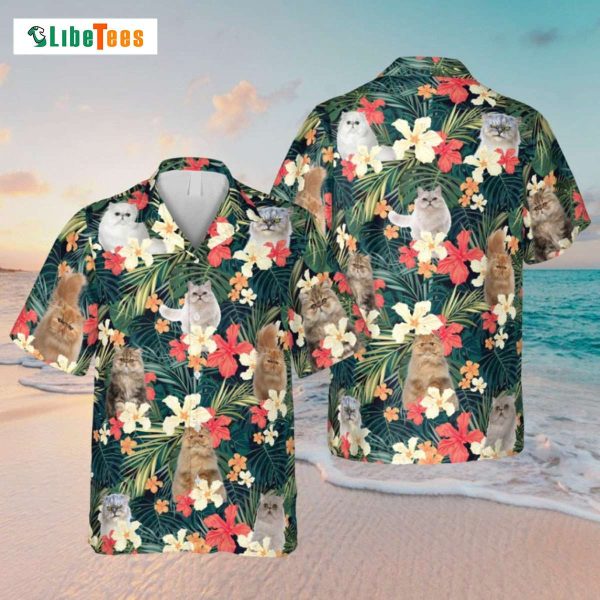 Floral Persian Kitty, Cat Hawaiian Shirt