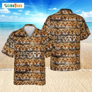 Funny Bengal Cat Face Pattern, Cat Hawaiian Shirt