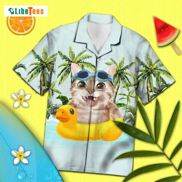 Funny Cat Beach Time Summer Vibe, Cat Hawaiian Shirt