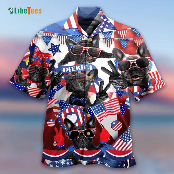 Funny Frenchies Loves America Hawaiian Shirt, Dog Hawaiian Shirt