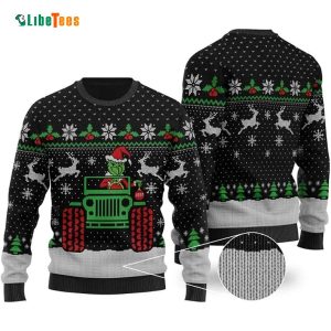 Funny Grinch Drive Jeep,  Grinch Ugly Christmas Sweater