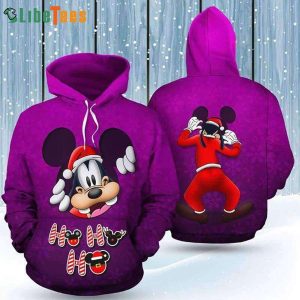 Goofy Peeking Santa Christmas Purple, Disney 3D Hoodie, Gifts For Disney Lovers