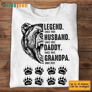 Grandpa Bear Shirt With Kids Name,  Personalized T Shirts For Dad, Great Gifts For Dad