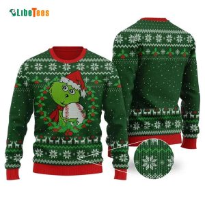 Grinch Hug Baseball, Grinch Ugly Christmas Sweater