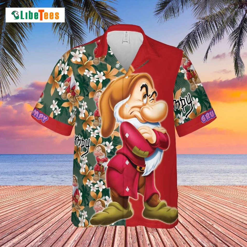 Grumpy Dwarf Snow White Floral Pattern, Disney Hawaiian Shirt