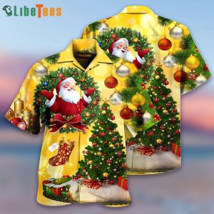 Happy Santa Christmas Tree, Santa Hawaiian Shirt