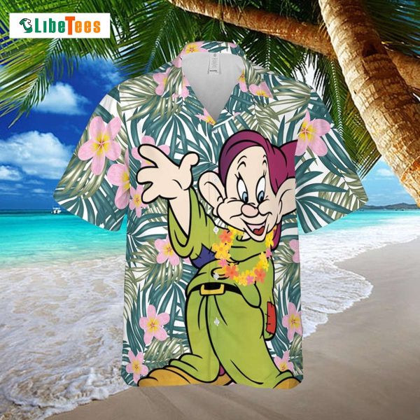Dopey Dwarf Snow White Disney Palm Leaves, Disney Hawaiian Shirt