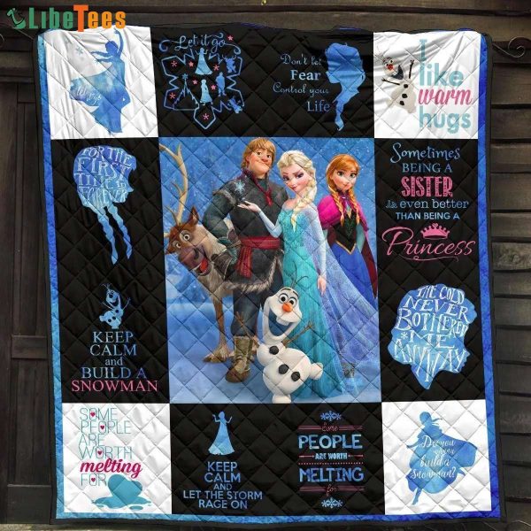 Keep Calm And Build A Snowman Frozen Disney Quilt Blanket, Gifts For Disney Lovers