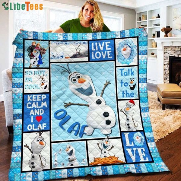 Keep Calm And I Love You Olaf Frozen Disney Quilt Blanket, Gifts For Disney Lovers