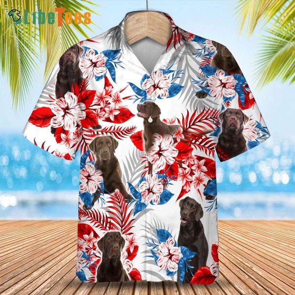 Labrador Chocolate American Flag, Dog Hawaiian Shirt