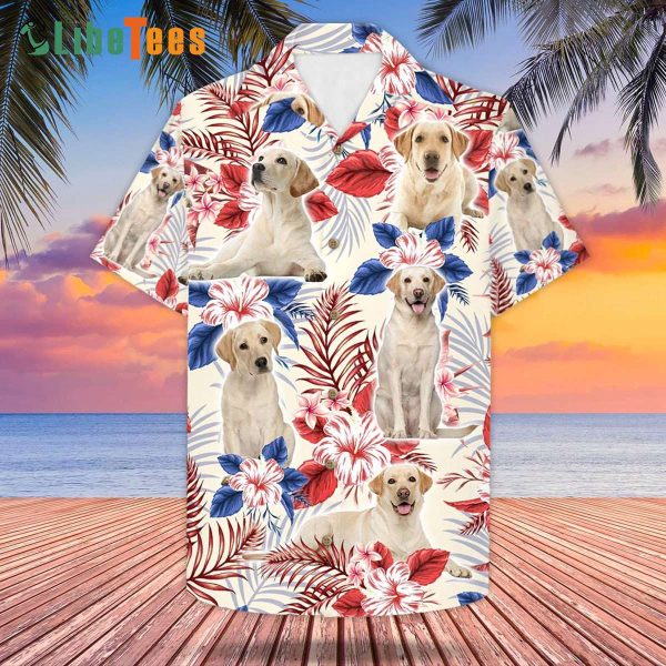 Labrador USA Flag Flower, Dog Hawaiian Shirt