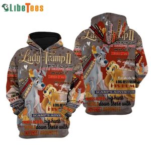 Lady And Tramp Punk Words Pattern Disney 3D Hoodie, Gifts For Disney Lovers