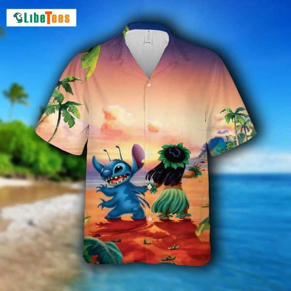 Lilo And Stitch Sunset Hawaiian Shirt, Disney Hawaiian Shirt