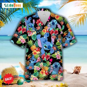 Lovely Stitch Cartoon Graphics Pineapple, Lilo And Stitch Hawaiian Shirt