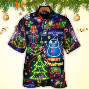 Merry Christmas Bright Neon Lighting, Xmas Hawaiian Shirt