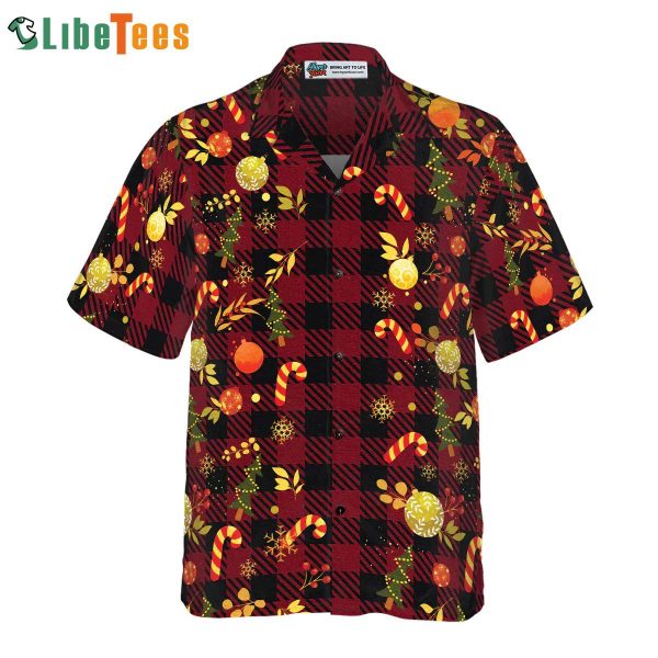 Merry Christmas Red Plaid Pattern Shirt, Xmas Hawaiian Shirt