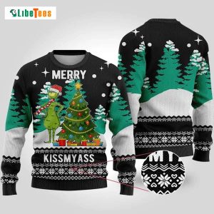 Merry KissMyAss Grinch Sweater, Black Ugly Christmas Sweater