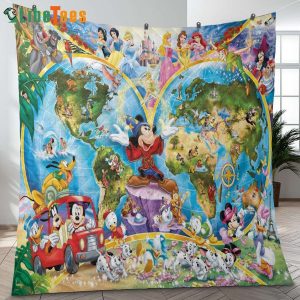 Mickey Mouse And Disney All Characters, Disney Quilt Blanket, Gifts For Disney Lovers