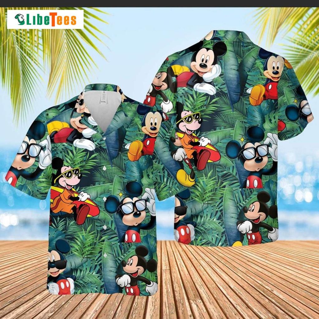 Mickey Mouse Vacation Green Forest Hawaiian Shirt