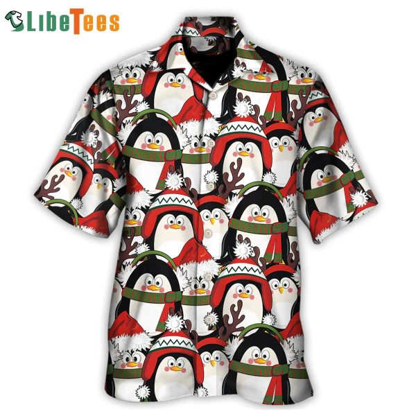 Penguin Cute Christmas Holiday, Santa Hawaiian Shirt