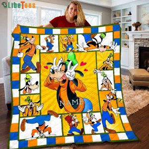 Personalized Custom Name Goofy Disney Quilt Blanket, Gifts For Disney Lovers