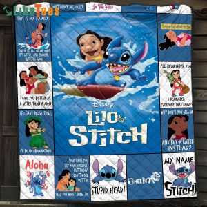 Personalized Lilo And Stitch Disney Quilt Blanket, Gifts For Disney Lovers