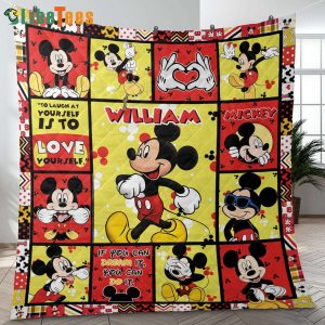 Personalized Mickey Mouse Disney Quilt Blanket, Gifts For Disney Lovers