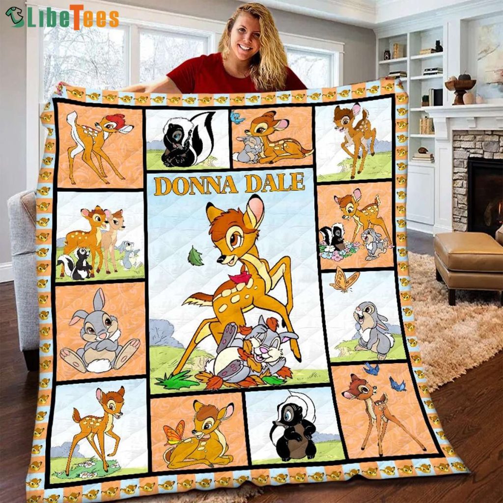Personalized Thumper, Flower Bambi Disney Quilt Blanket