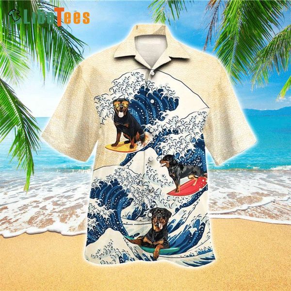 Rottweiler Cool Surfboarding Hawaiian Shirt, Dog Hawaiian Shirt