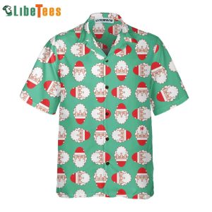 Santa Claus Face Seamless Pattern Hawaiian Shirt, Santa Hawaiian Shirt