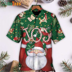 Santa Claus Lover Joy Green Style, Santa Hawaiian Shirt