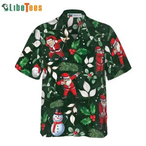 Santa Playing Golf Pattern Shirt, Santa Hawaiian Shirt