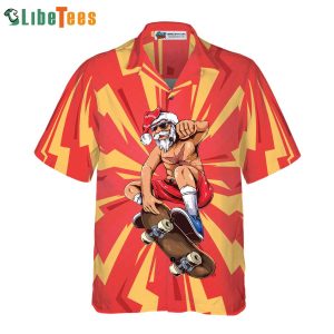 Santa Sakteboarder Hawaiian Shirt, Santa Hawaiian Shirt