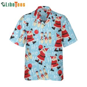 Santa With Bowling Ball Christmas Hawaiian Shirt, Santa Hawaiian Shirt