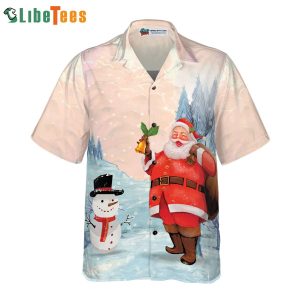 Santa With Snowman Shirt, Santa Hawaiian Shirt
