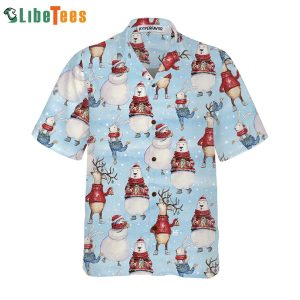 Seamless Christmas Pattern With Bunny And Snowman, Xmas Hawaiian Shirt