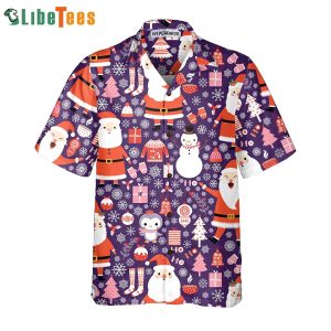 Seamless Christmas Pattern With Santa Claus, Xmas Hawaiian Shirt
