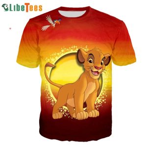 Simba With Bird Disney 3D T-shirt, Gifts For Disney Lovers