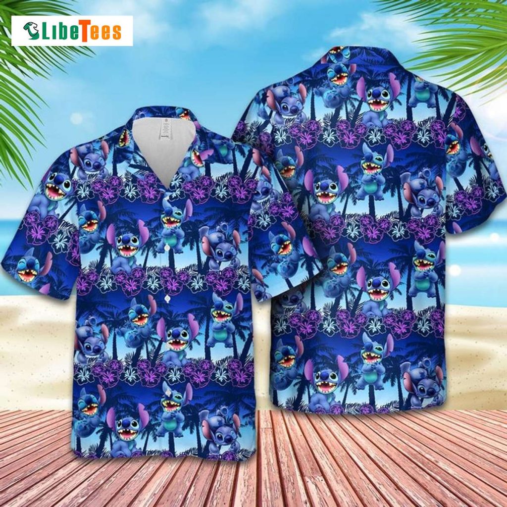 Stitch Disney Palm Tree Beach Night Hawaiian Shirt