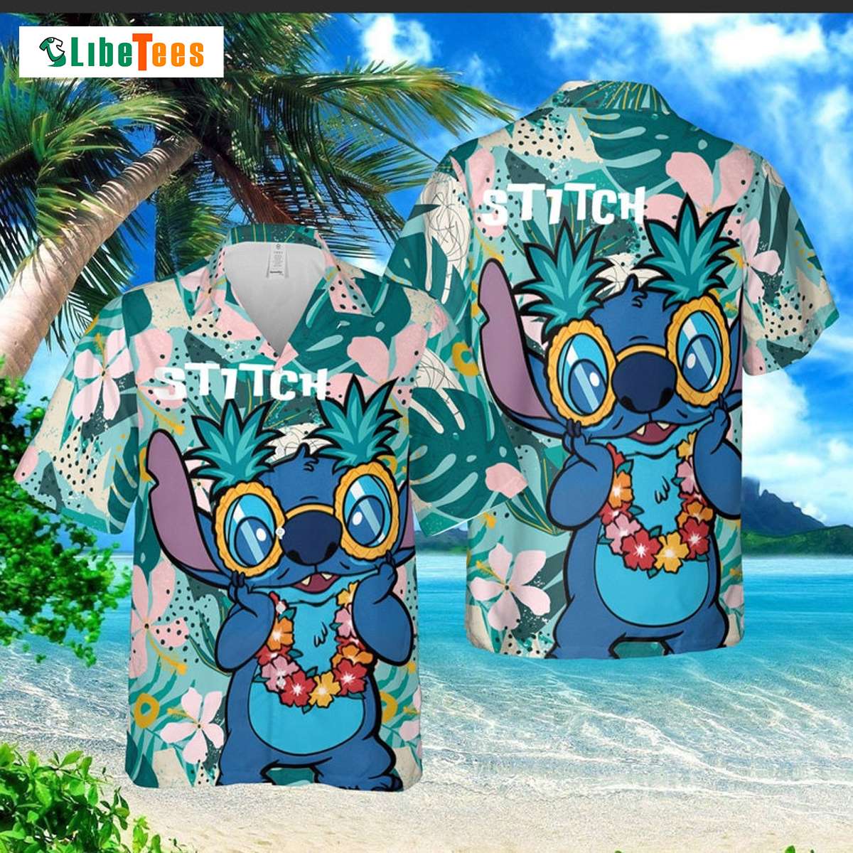Surprised Stitch Cartoon Graphics Tropical, Lilo And Stitch Hawaiian Shirt