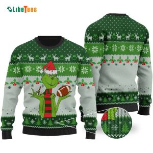 The Grinch Play Football Ugly Sweater, Grinch Ugly Christmas Sweater
