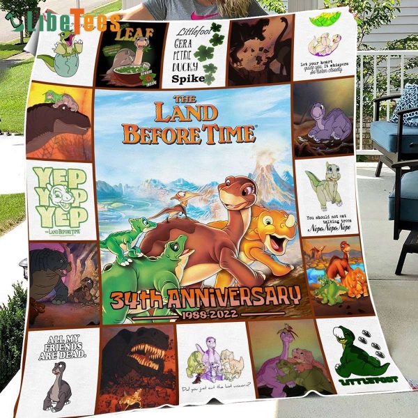 The Land Before Time 34th Anniversary 1988-2022, Disney Quilt Blanket, Gifts For Disney Lovers