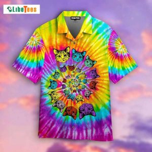 Tie Dye Hippie Cat Cute, Cat Hawaiian Shirt