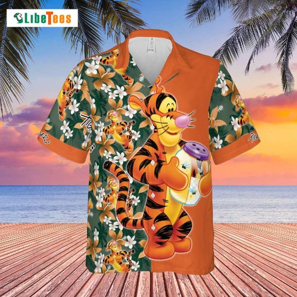 Tigger Winnie The Pooh Floral Pattern, Disney Hawaiian Shirt