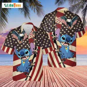 Us Flag Patriot Day Cute Stitch, Disney Hawaiian Shirt