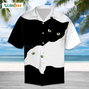 White And Black Cat Eyes, Cat Hawaiian Shirt