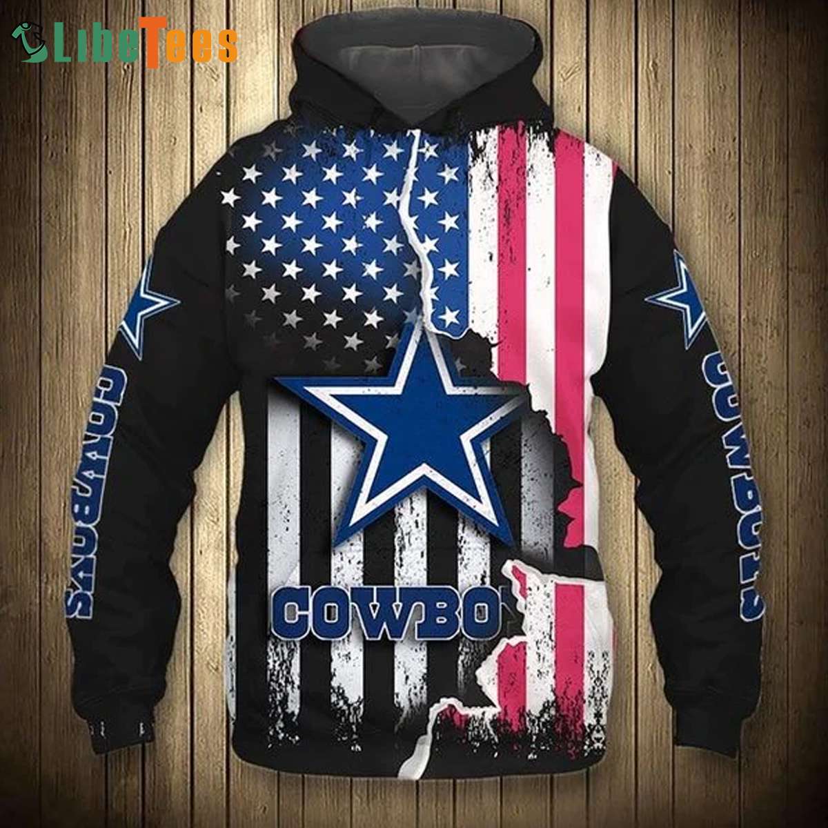 American Flag With Dallas Cowboys 3D Hoodie