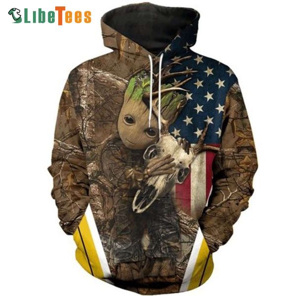 Baby Groot Skull Deer Camo Deer Hunting Star Wars 3D Hoodie, Gifts For Star Wars Fans