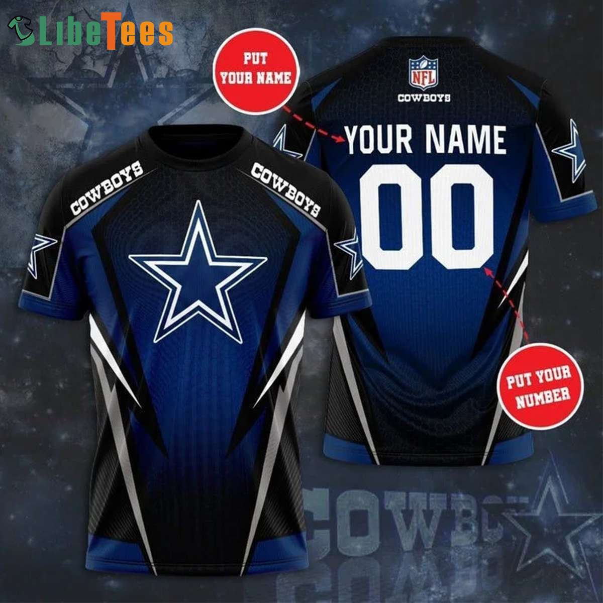 D. Cowboys Custom Personalized Name Number Football 3D All Over Print T -  Shirt